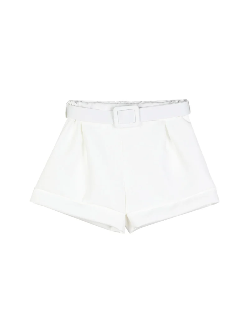 Shorts da bambina con cintura - bianco