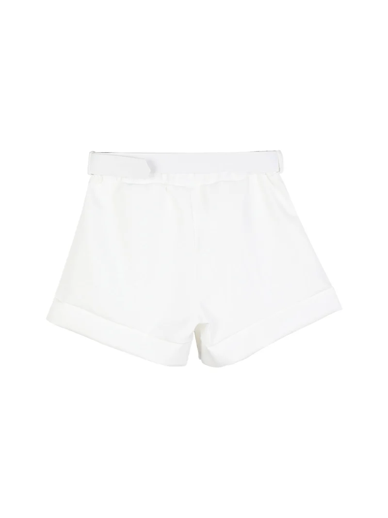 Shorts da bambina con cintura - bianco