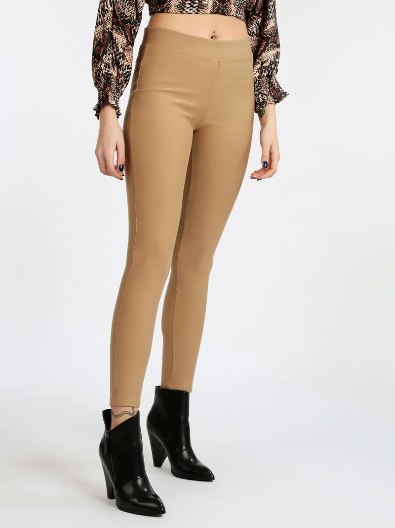 Pantaloni donna modellanti push up - cammello