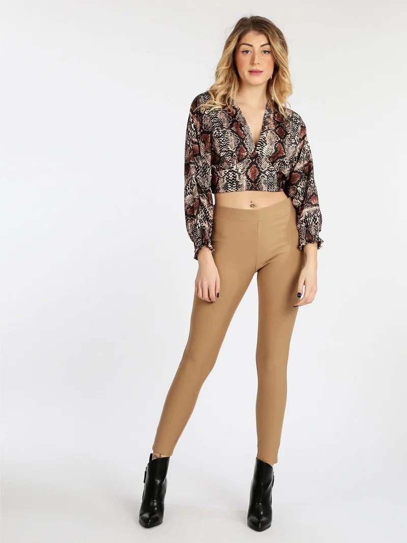 Pantaloni donna modellanti push up - cammello