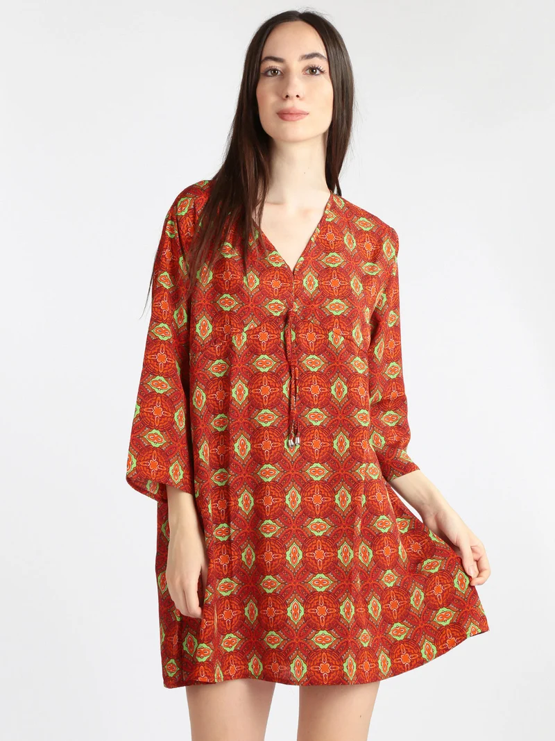 Maxi blusa donna con stampe - arancione