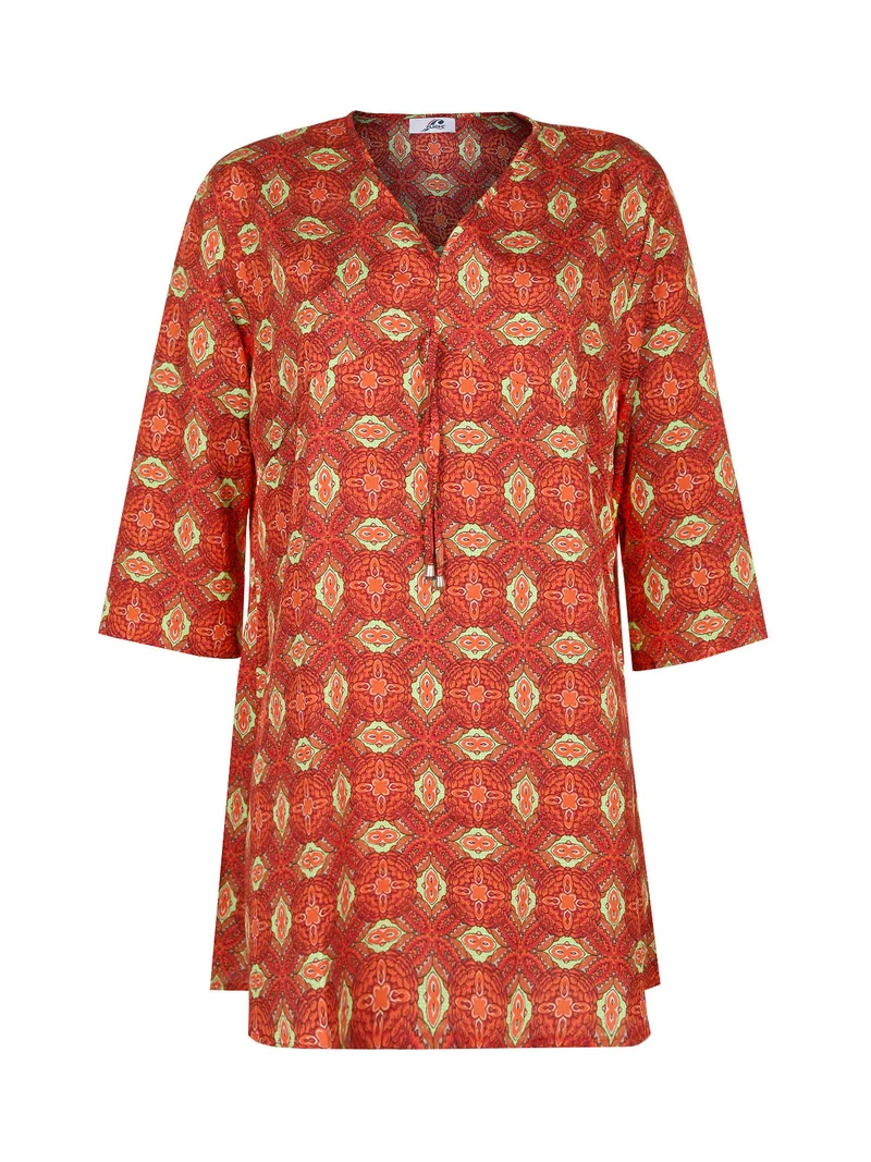 Maxi blusa donna con stampe - arancione