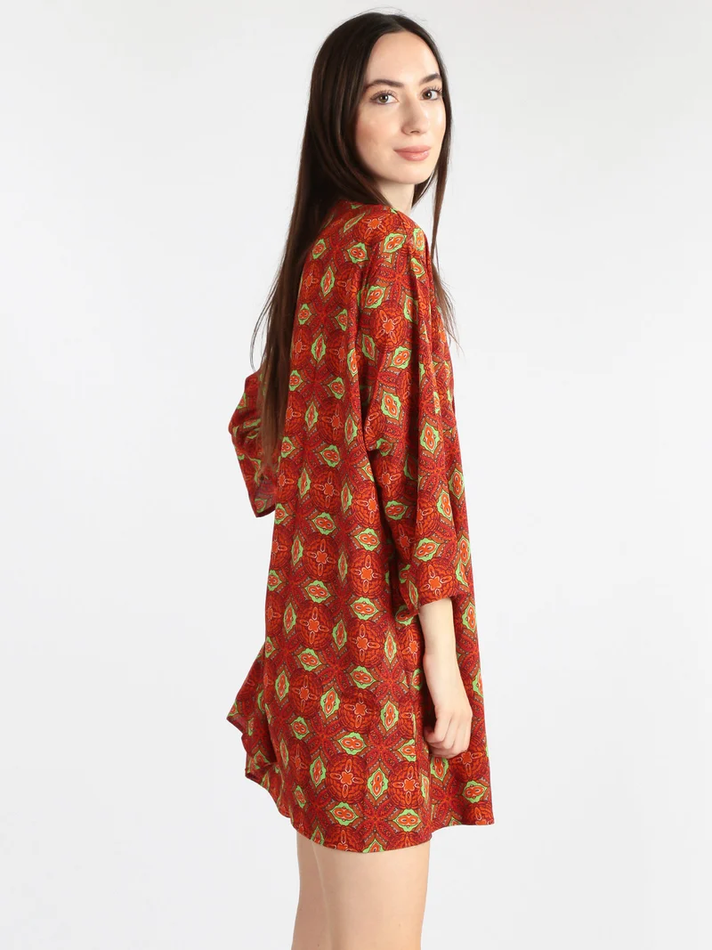 Maxi blusa donna con stampe - arancione