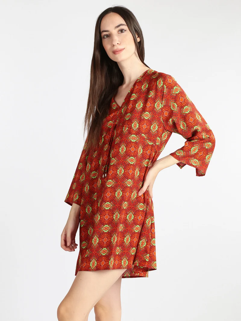 Maxi blusa donna con stampe - arancione