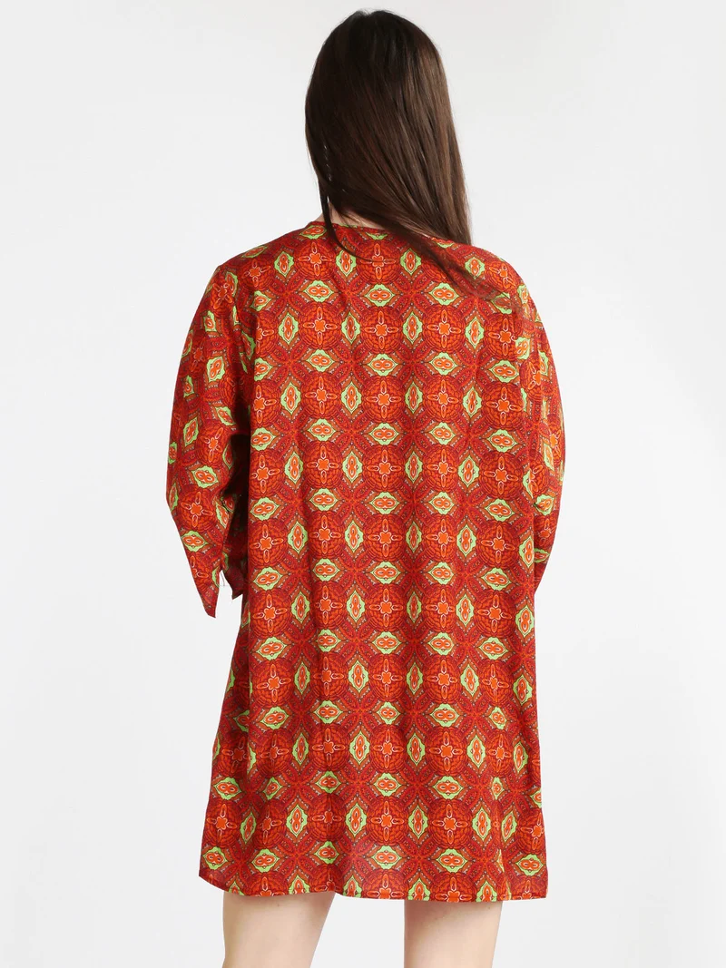 Maxi blusa donna con stampe - arancione