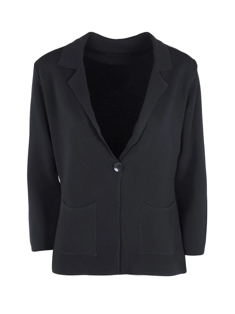 Giacca donna monobottone in maglia - nero