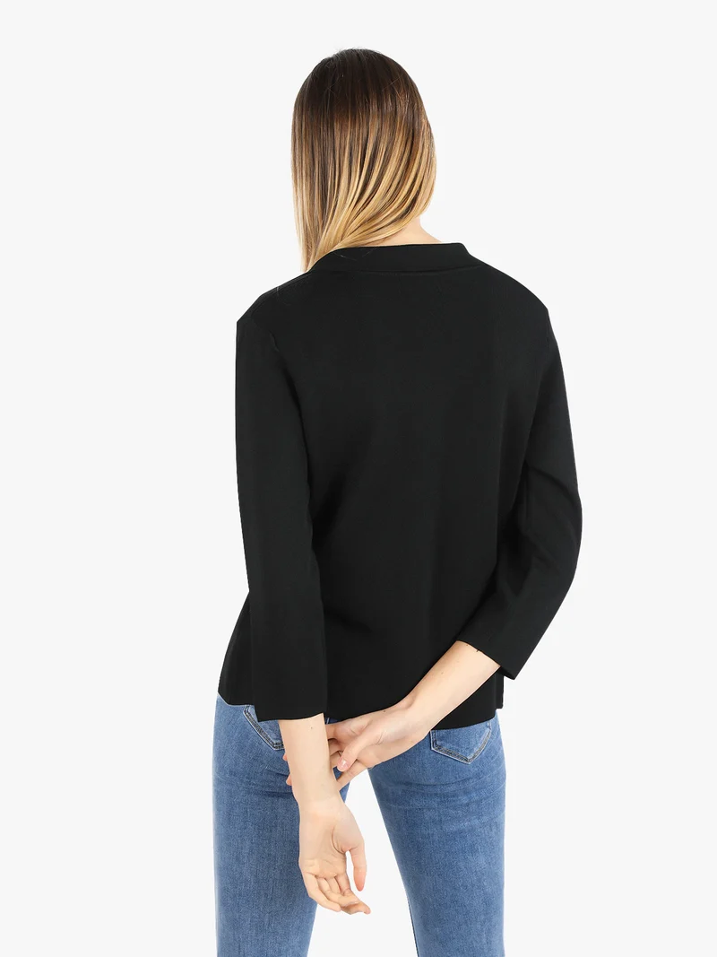 Giacca donna monobottone in maglia - nero