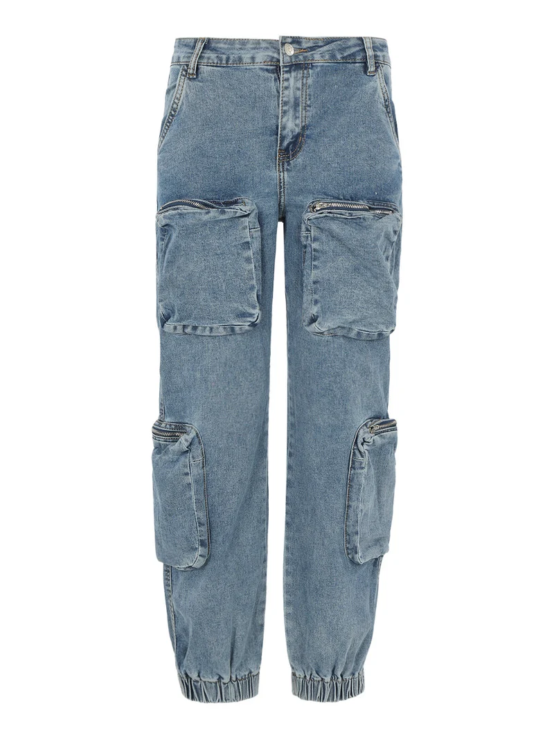 Jeans donna multitasche con polsini - jeans