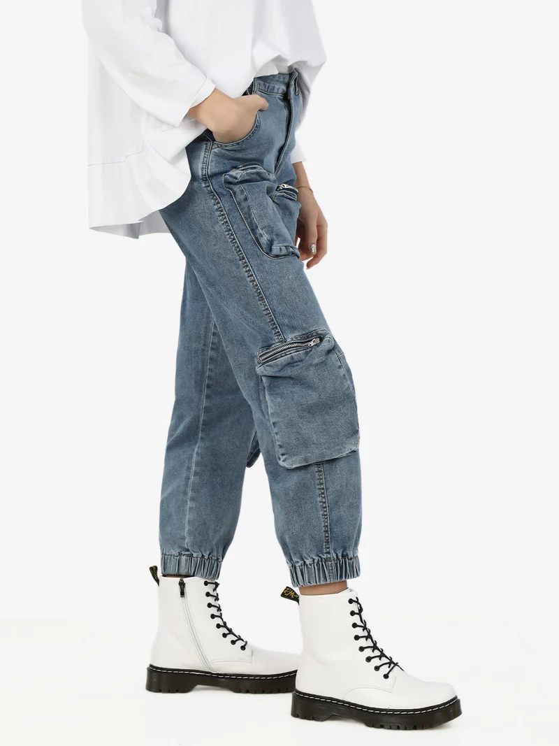 Jeans donna multitasche con polsini - jeans