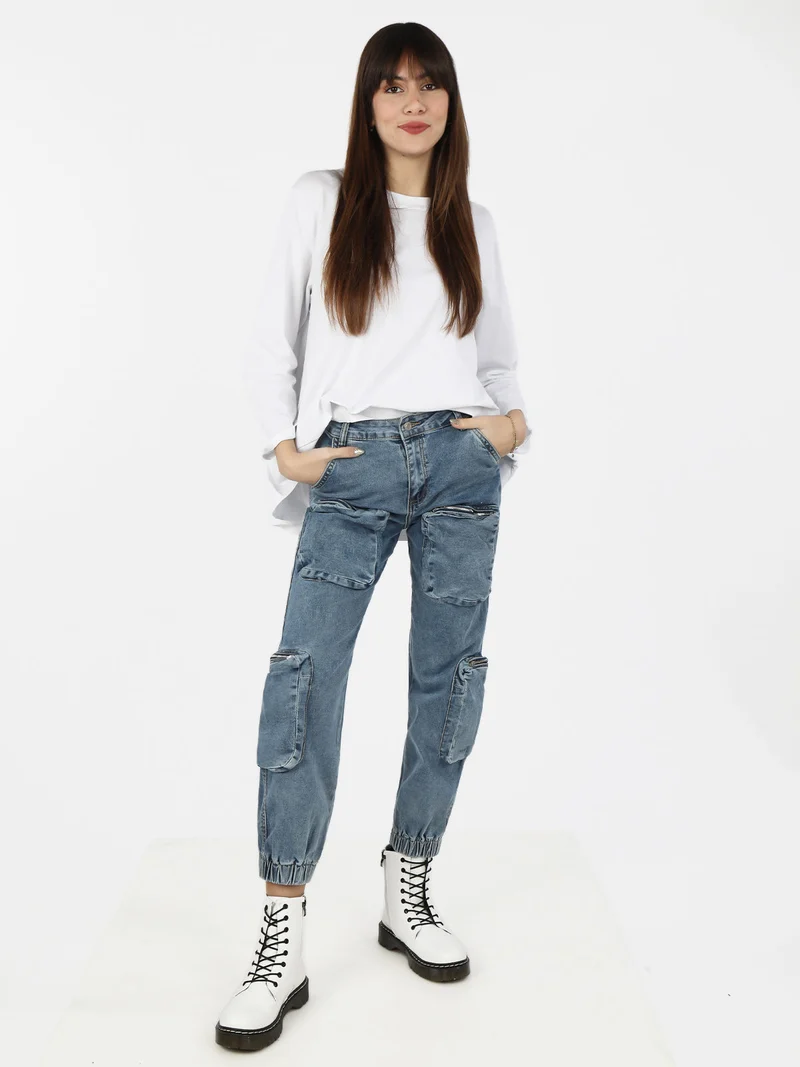 Jeans donna multitasche con polsini - jeans