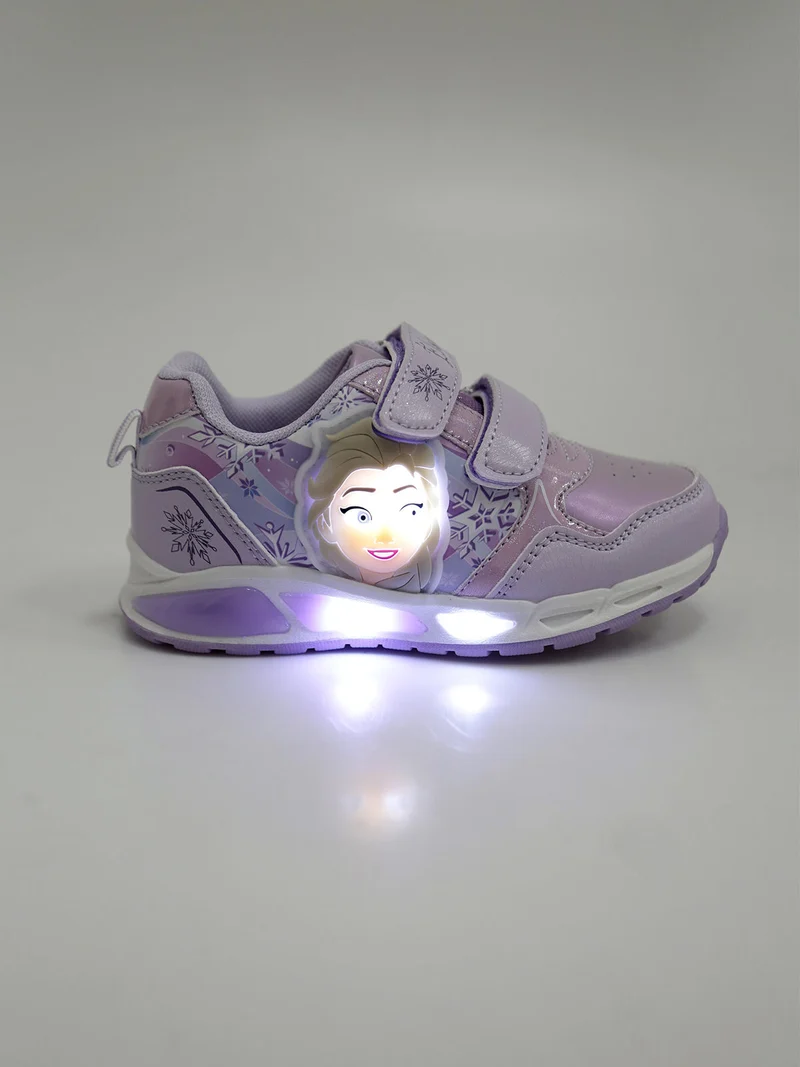 Sneakers da bambina con strappi e luci - lilla