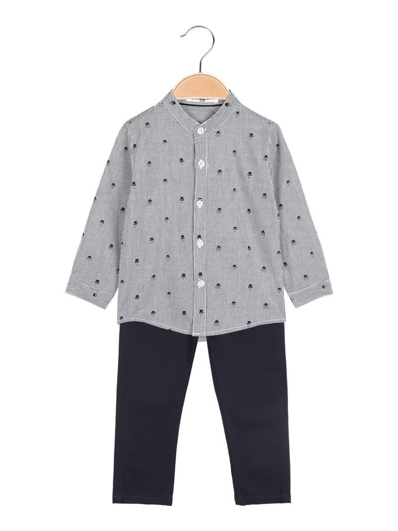 Completo da neonato 2 pezzi con camicia + pantaloni - blu