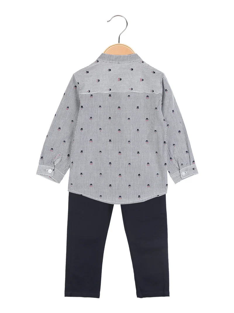 Completo da neonato 2 pezzi con camicia + pantaloni - blu