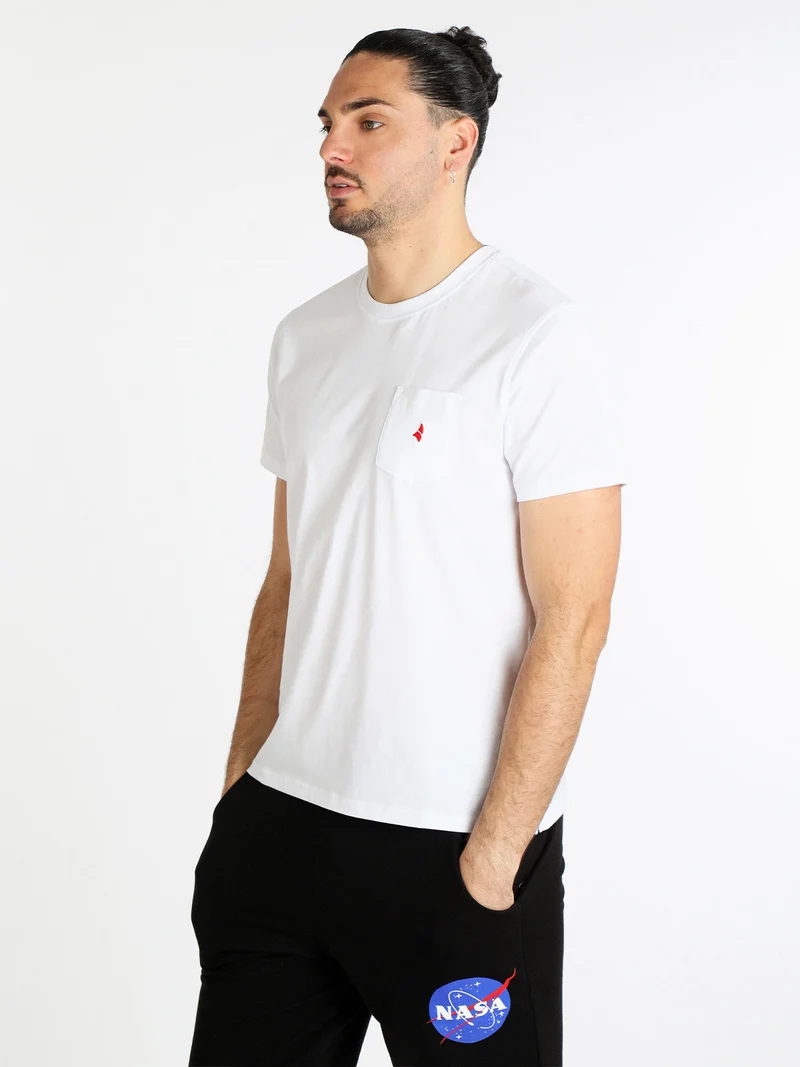 T-shirt uomo manica corta con taschino - bianco