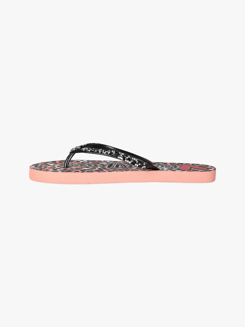 Infradito donna animalier in gomma con strass e pietre - rosa