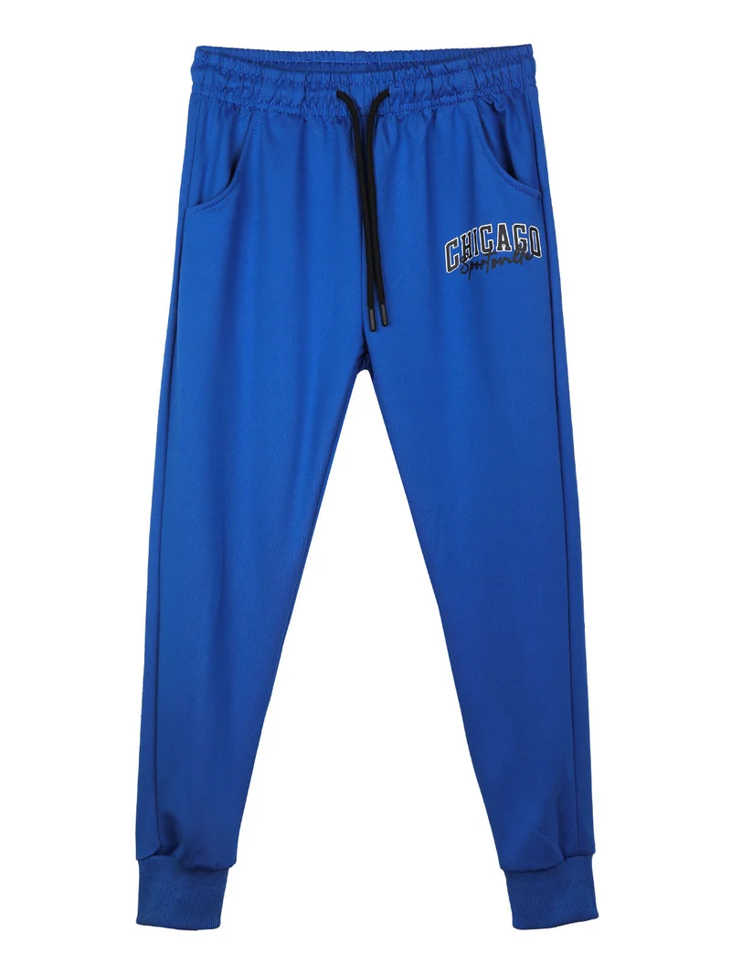 Completo tuta sportiva da bambino 2 pezzi con cappuccio e zip - blu