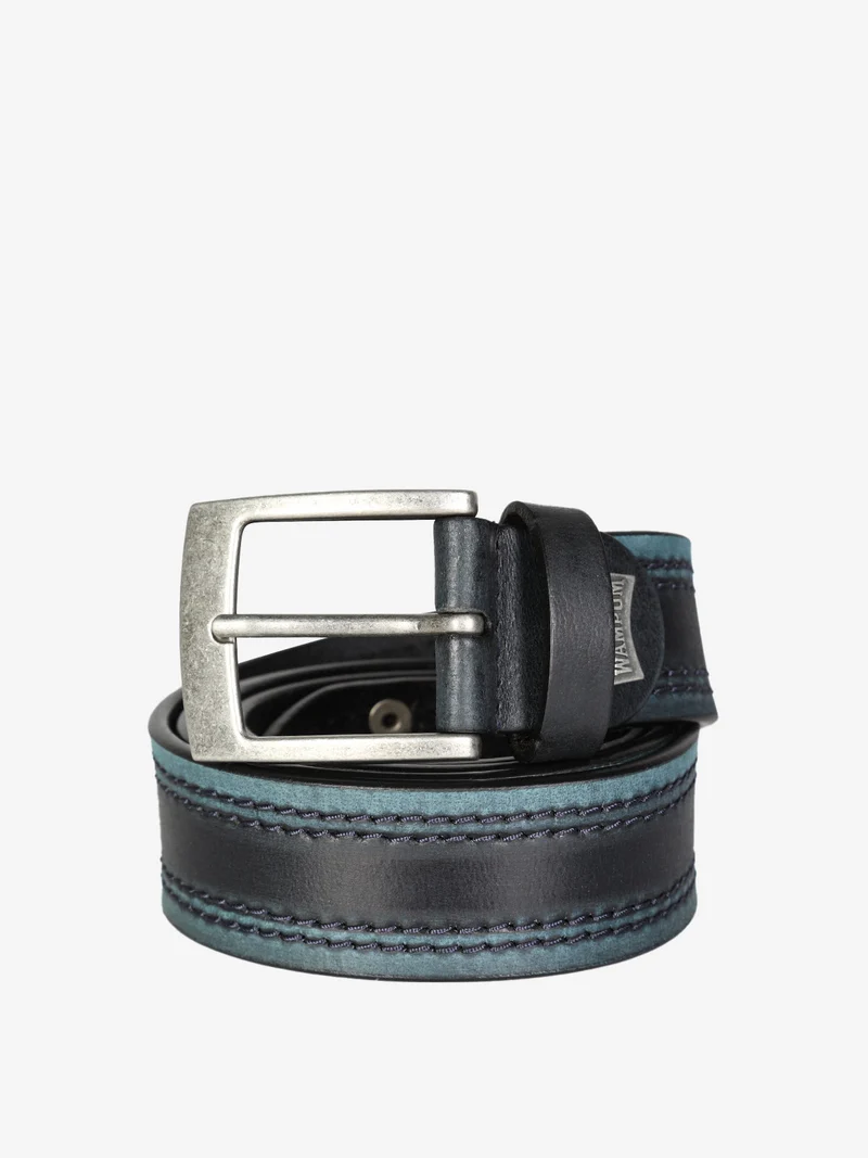 Cintura in pelle vintage da uomo - blu scuro