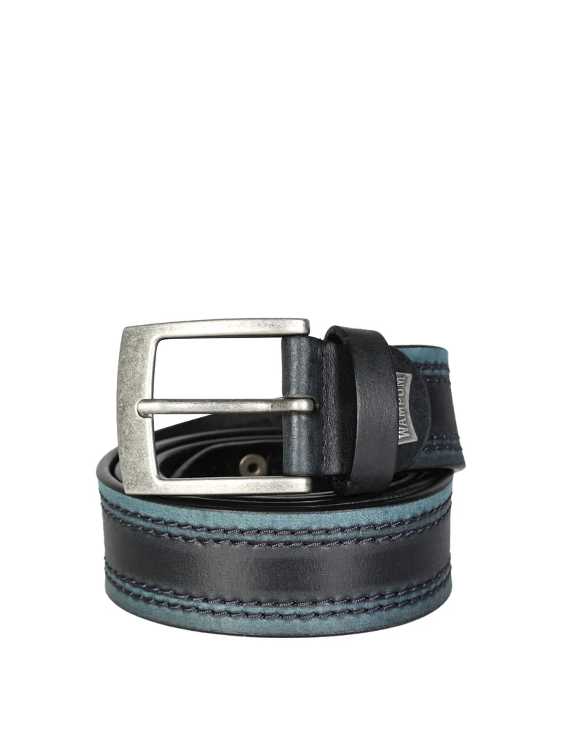 Cintura in pelle vintage da uomo - blu scuro