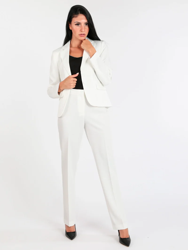 Pantaloni classici da donna a gamba dritta - bianco