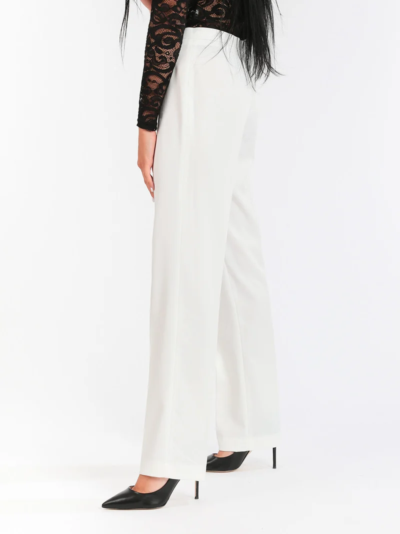 Pantaloni classici da donna a gamba dritta - bianco