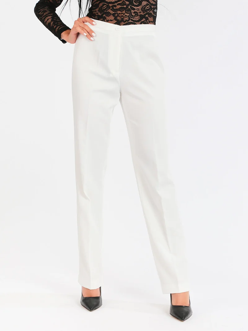 Pantaloni classici da donna a gamba dritta - bianco
