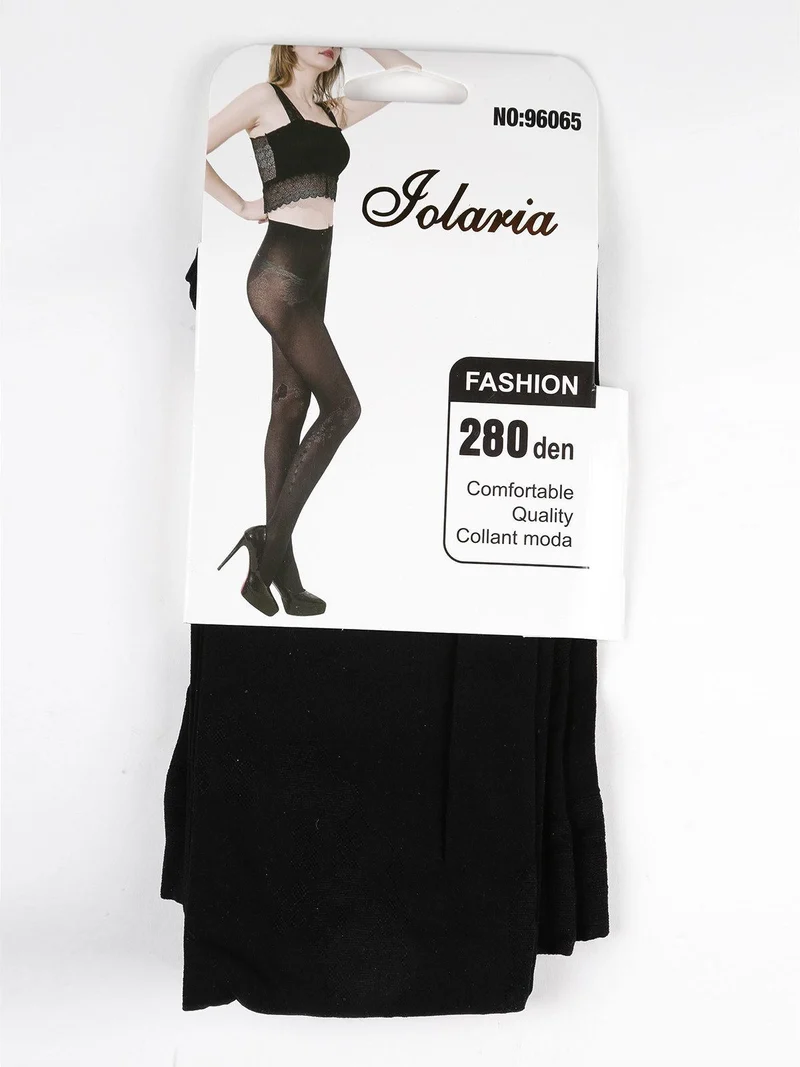 Collant 280 denari con ricami - nero