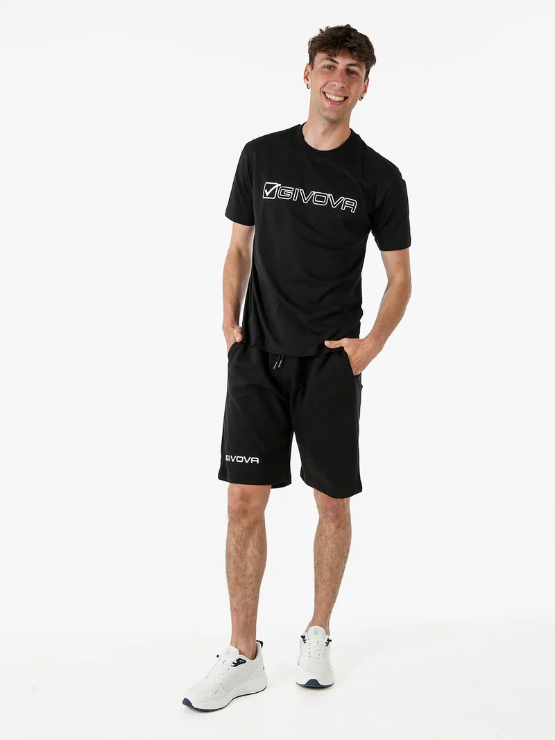 T-shirt da uomo in cotone con logo - nero