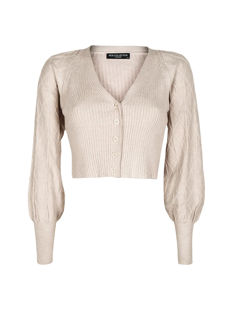 Cardigan donna modello cropped - beige