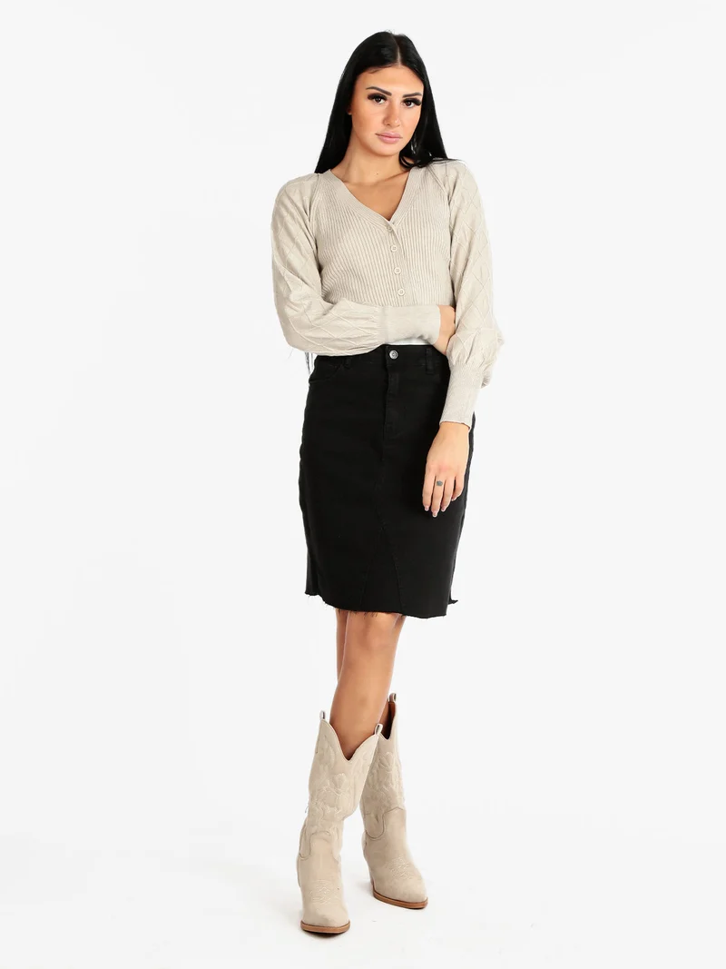 Cardigan donna modello cropped - beige
