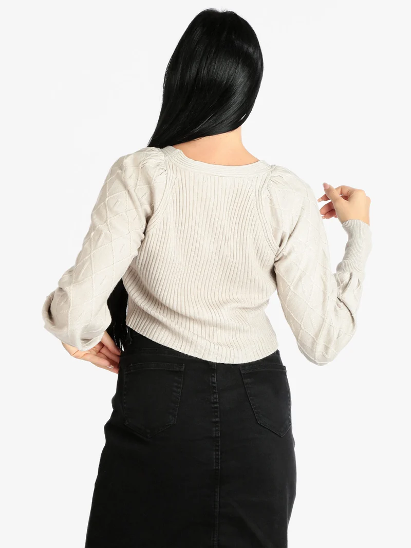 Cardigan donna modello cropped - beige