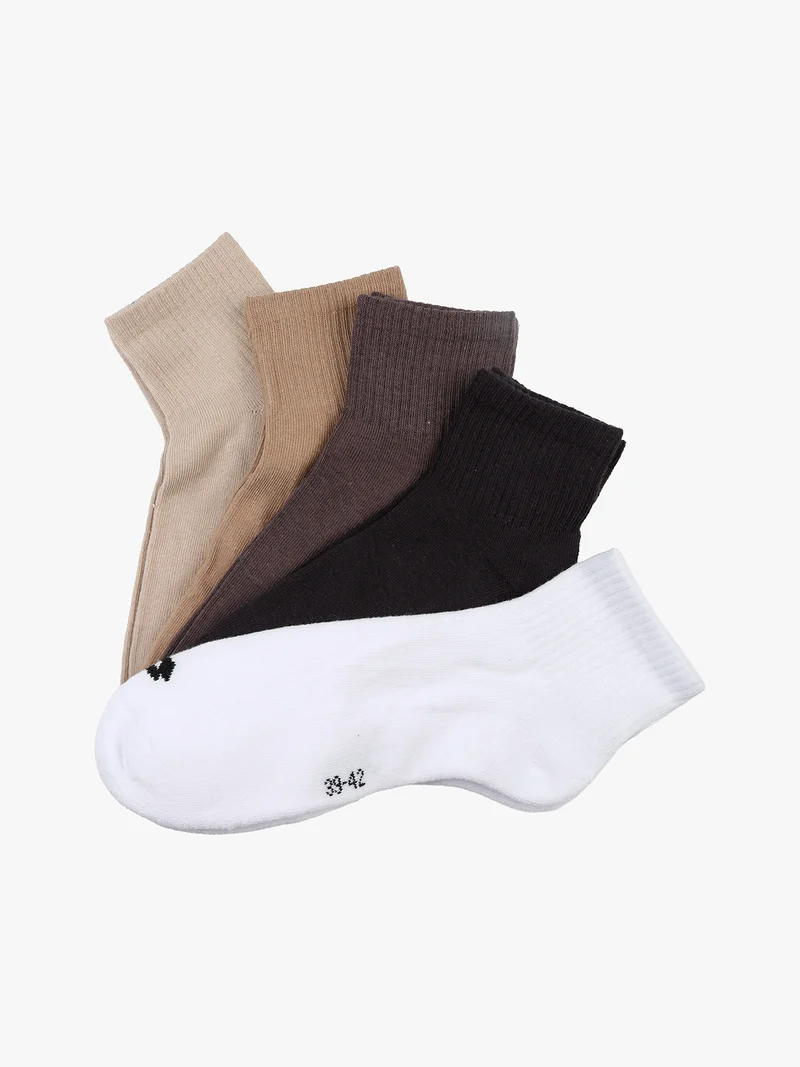 Confezione da 5 paia di calze corte da uomo in spugna - beige