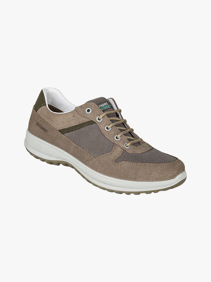 Sneakers da uomo in pelle e nylon - taupe