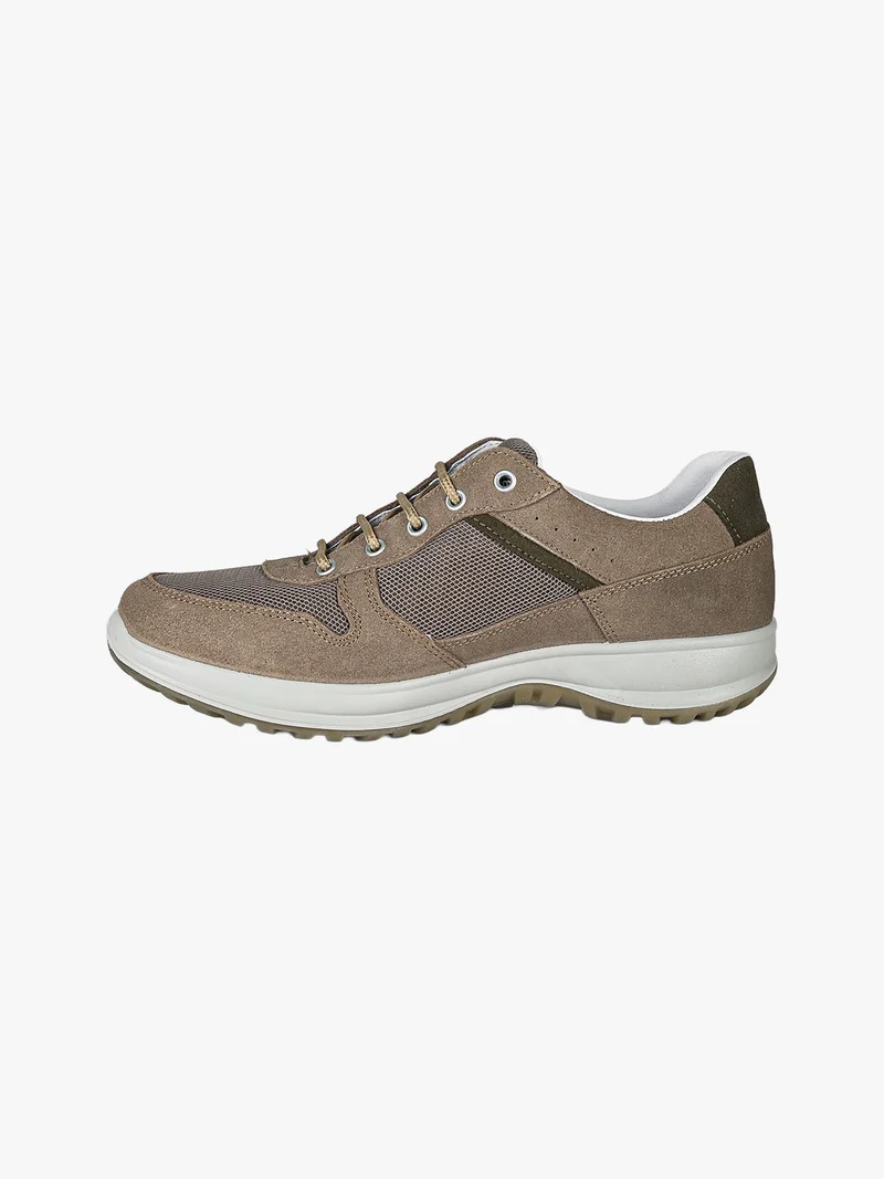 Sneakers da uomo in pelle e nylon - taupe