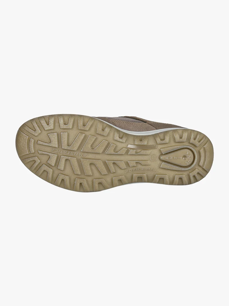 Sneakers da uomo in pelle e nylon - taupe