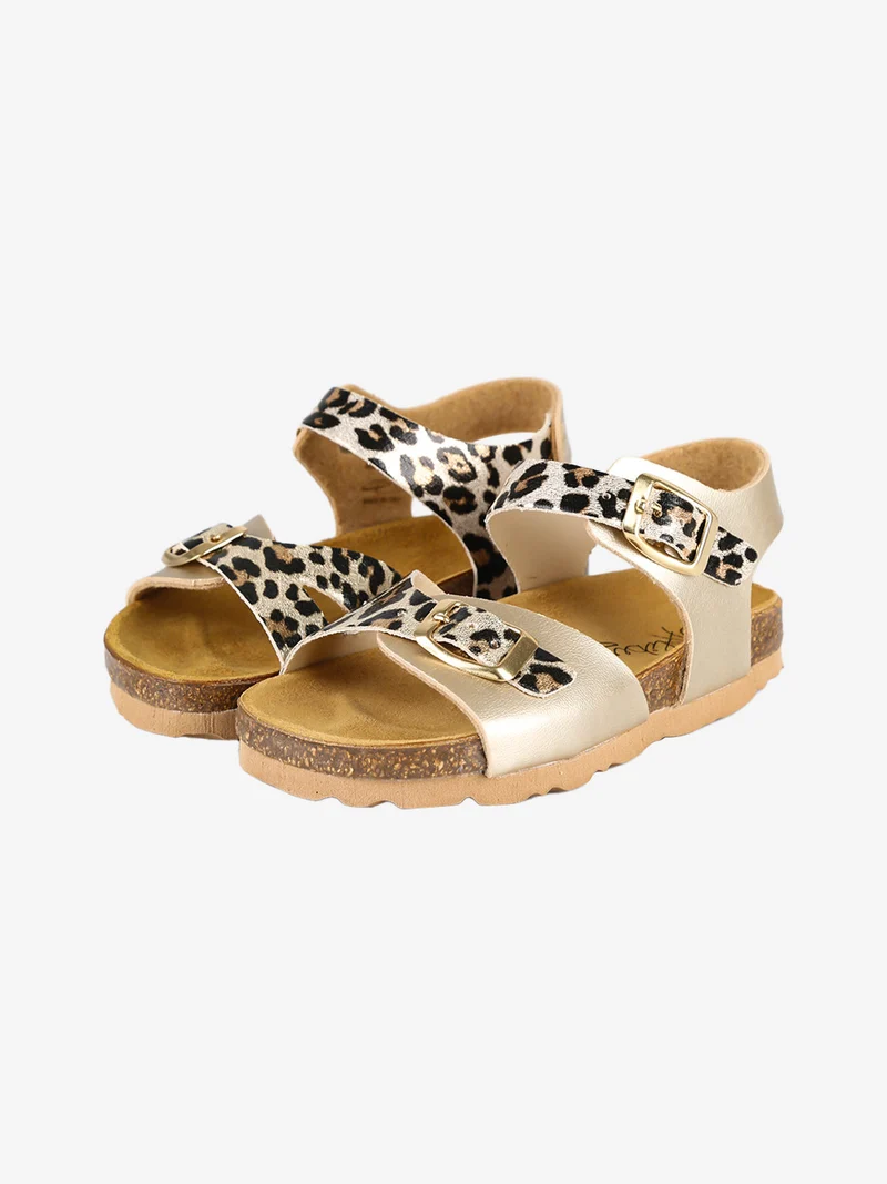 Sandali da bambina con fantasia animalier e cinturino alla caviglia - multicolore