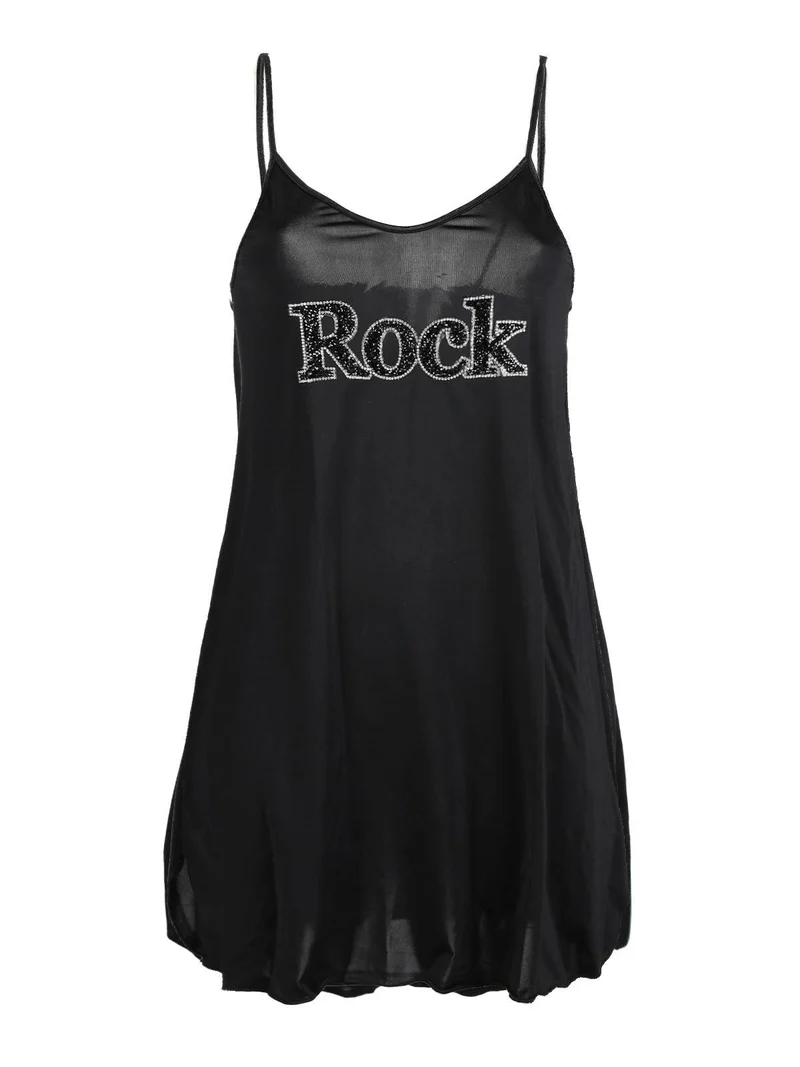 Sottoveste con strass - nero