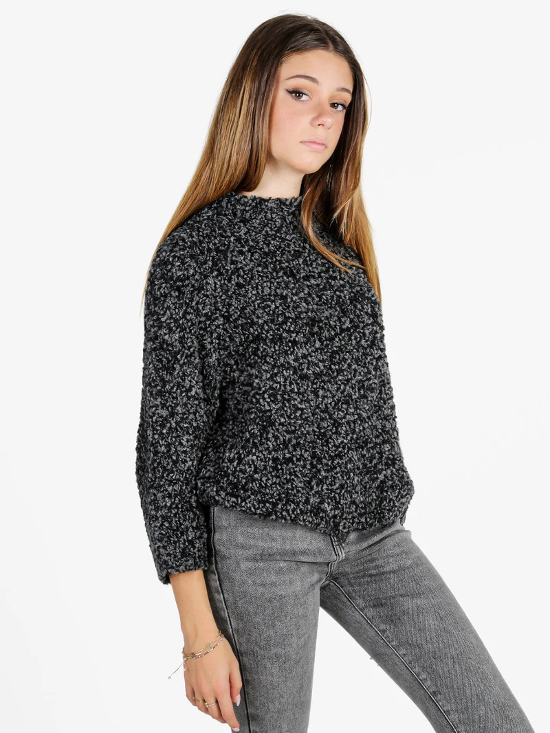 Maglione donna in bouclè - nero