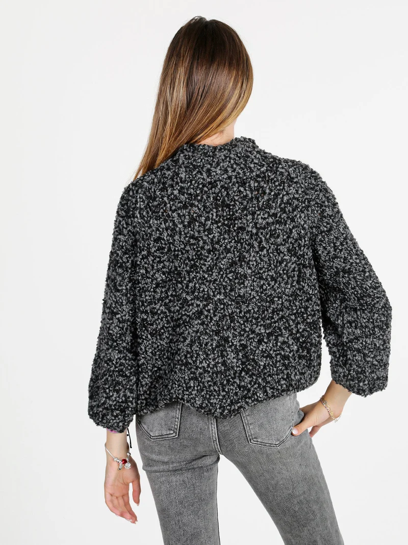 Maglione donna in bouclè - nero