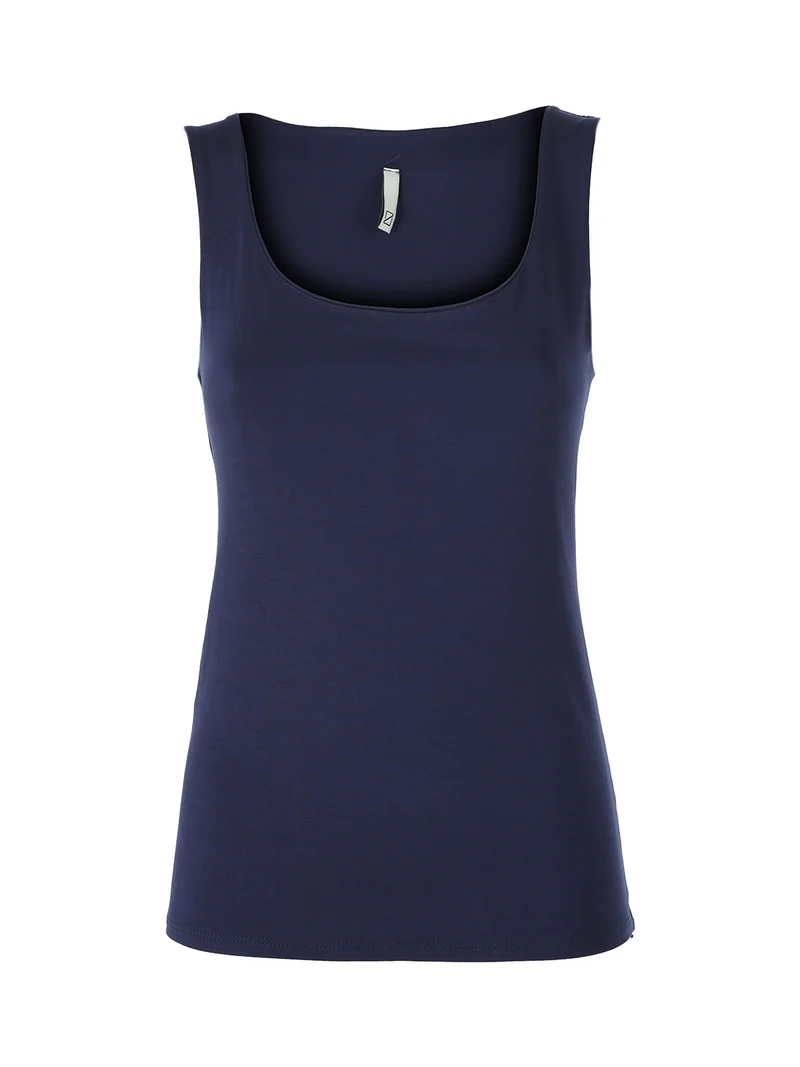 Top girocollo da donna in viscosa tinta unita - blu