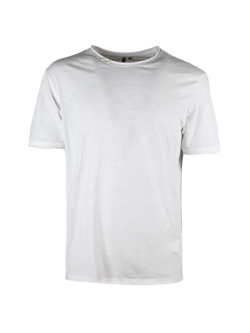 T-shirt da uomo in cotone con bottoni sullo scollo - bianco