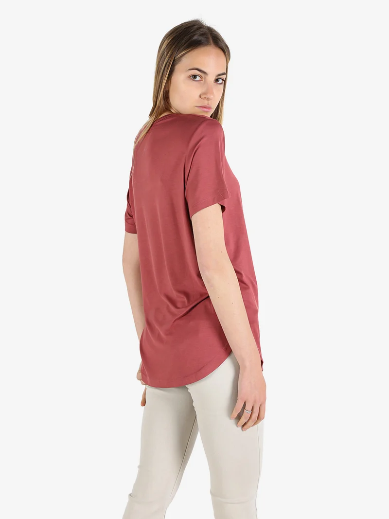 T-shirt da donna con strass - bordeaux