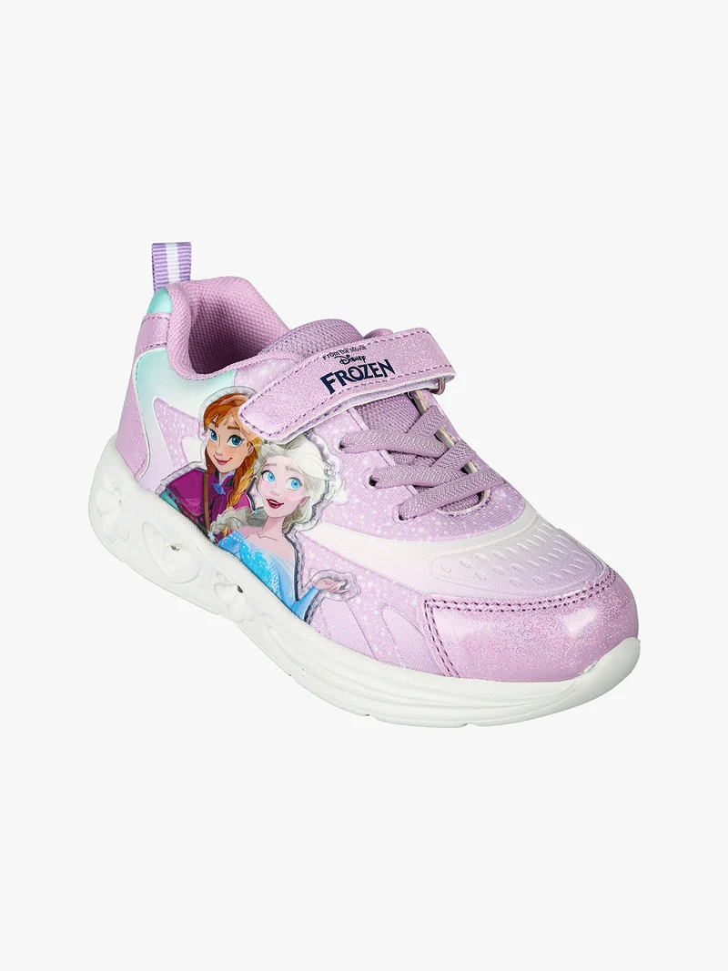 Sneakers da bambina con luci e cinturino a strappo - lilla