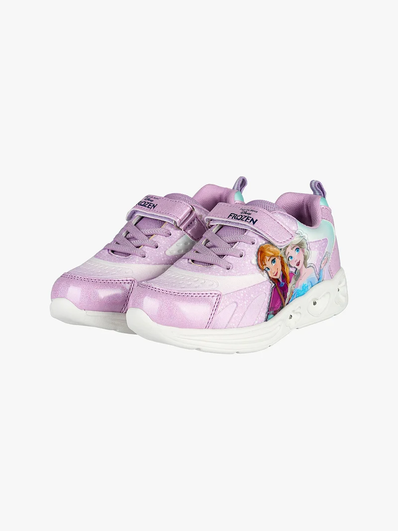 Sneakers da bambina con luci e cinturino a strappo - lilla