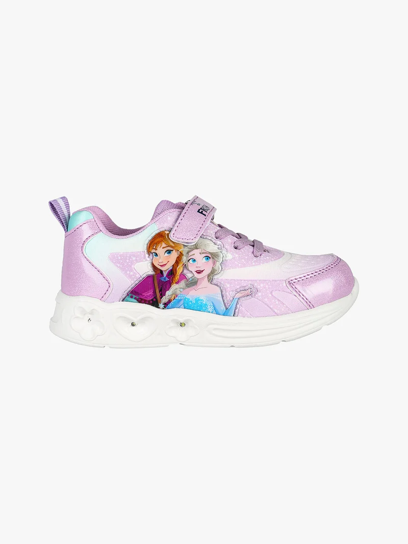 Sneakers da bambina con luci e cinturino a strappo - lilla
