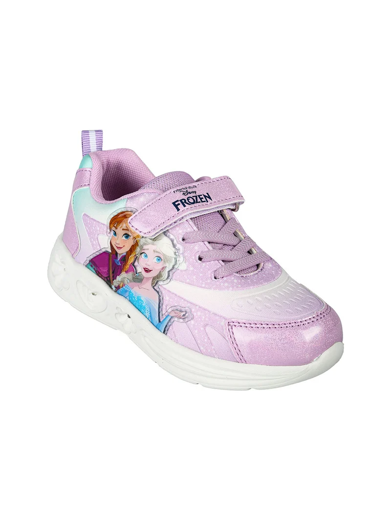 Sneakers da bambina con luci e cinturino a strappo - lilla