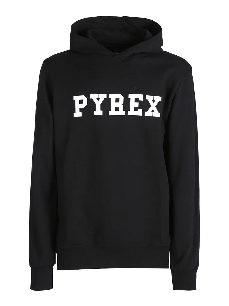 Felpa da uomo con cappuccio in cotone con logo - nero