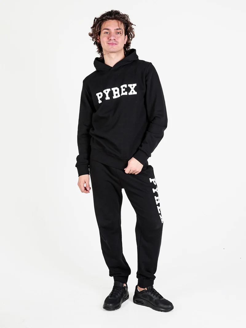 Felpa da uomo con cappuccio in cotone con logo - nero