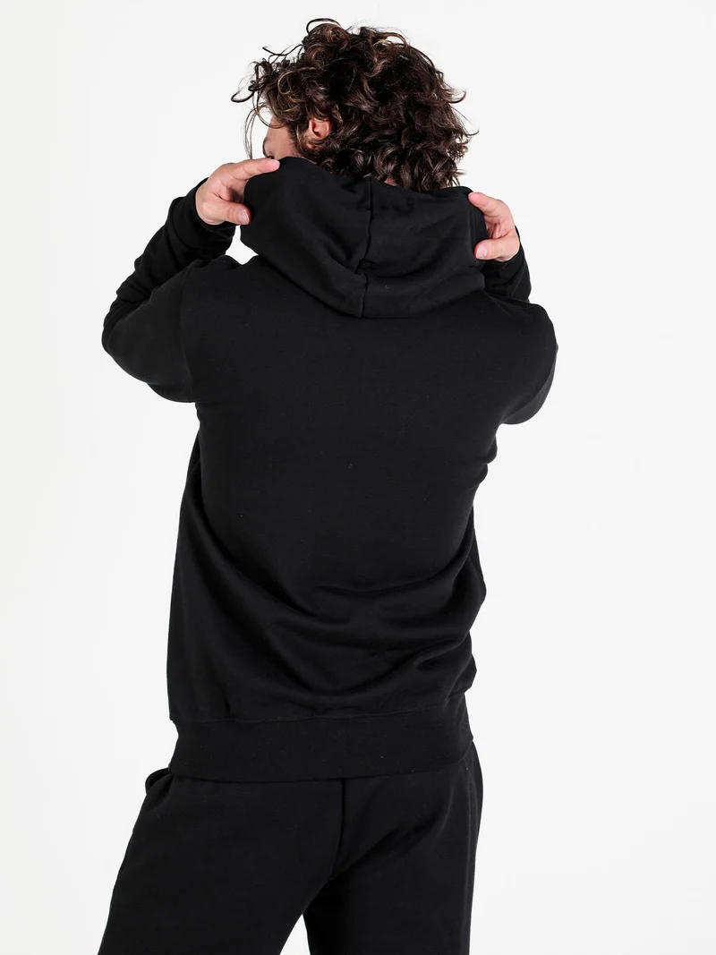 Felpa da uomo con cappuccio in cotone con logo - nero