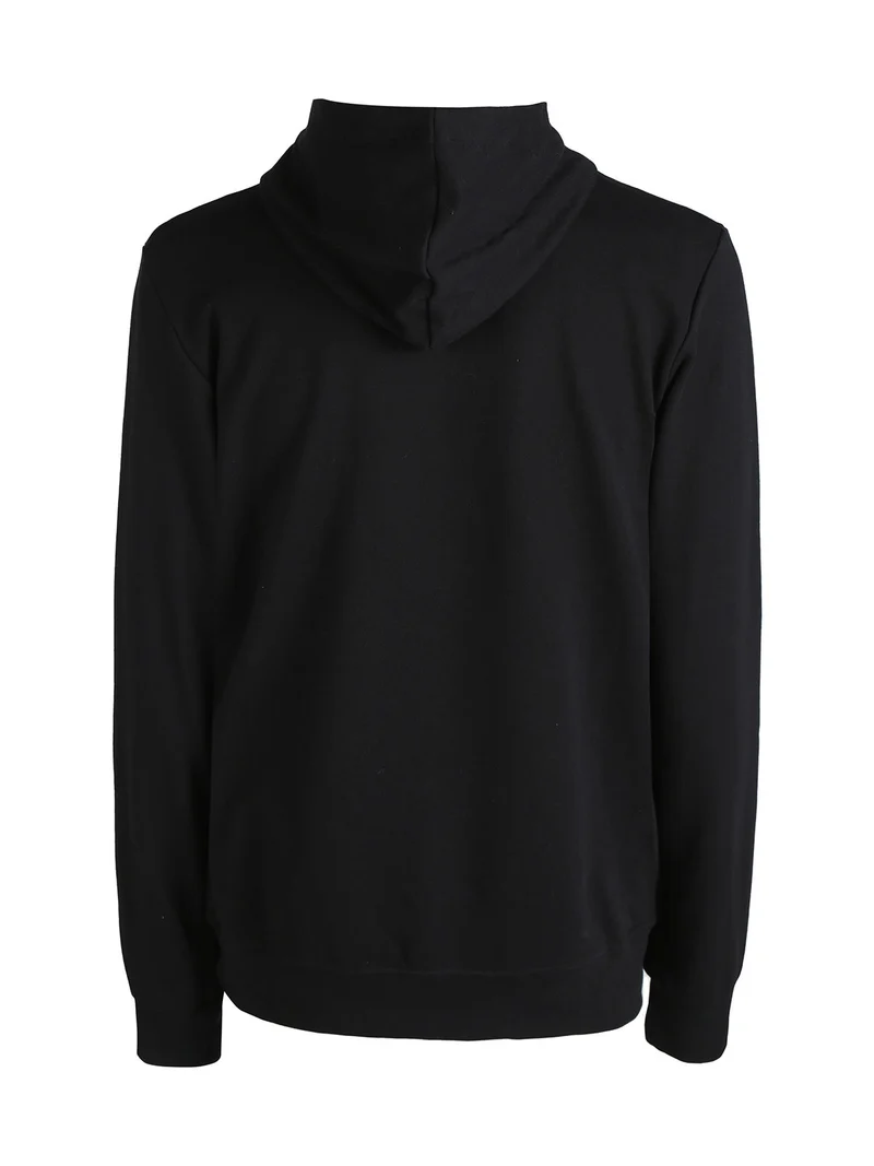 Felpa da uomo con cappuccio in cotone con logo - nero