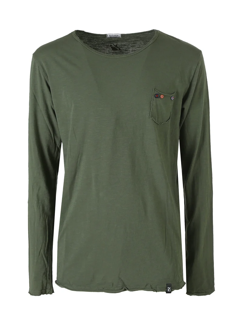 T-shirt da uomo a maniche lunghe con taschino - militare